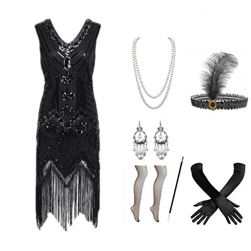 Women Accessories Jewelry - Damski zestaw sukienki w stylu lat