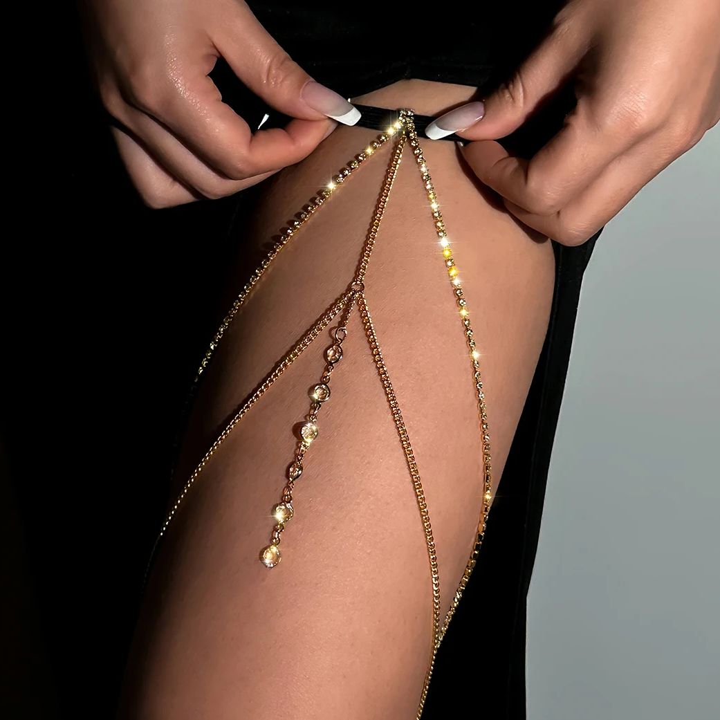 Women Accessories Dropshipping - Seksowne błyszczące kryształowe wielowarstwowe frędzle łańcuszki