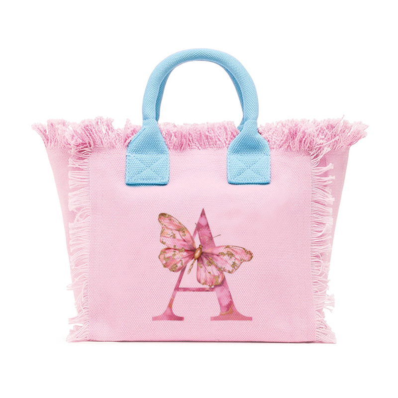 Women'S Accessories Handbags - Torba plażowa różowa z frędzlami i